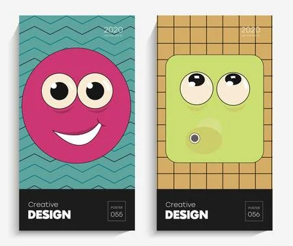 Bright abstract art illustration. Comic face with a smile and multi-colored.. Stock Illustration