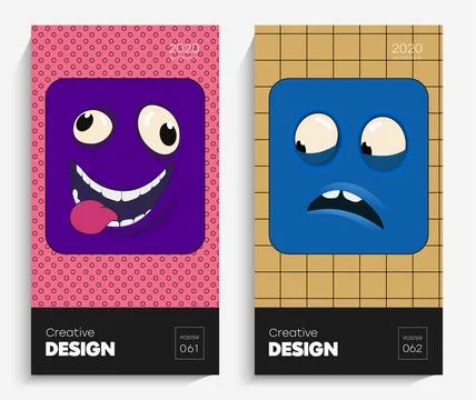 Bright abstract art illustration. Comic face with a smile and multi-colored.. Stock-Illustration