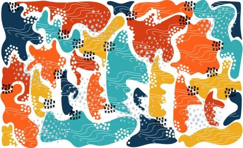 Bright abstract background consisting of colored shapes and details Stock Illustration