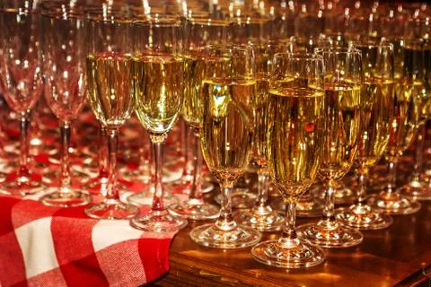 Bright abstract background of glass goblets with wine. Unusual bright abstrac Stock Photos