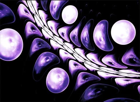 Bright abstract background of glowing weaves of purple lines on a dark Stock-Illustration