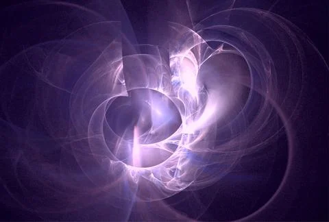 Bright abstract background of glowing weaves of purple lines on a dark Illustrazione stock