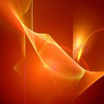 Bright abstract background of glowing weaves of orange lines on a dark Stock Illustration