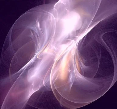 Bright abstract background of glowing weaves of purple lines on a dark Stock Illustration