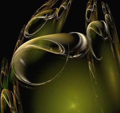 Bright abstract background of luminous weaves of olive lines on a dark Stock Illustration