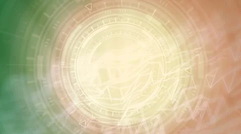 Bright abstract background of moving hud circles, technology concept Illustrazione stock