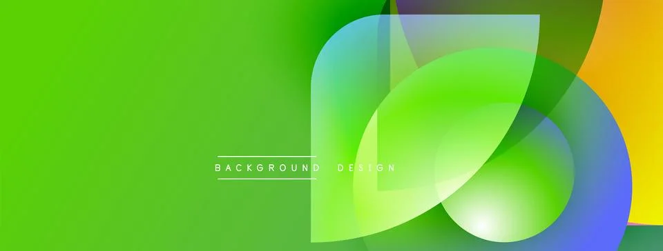 Bright abstract background. Overlapping translucent shapes create dynamic visual Illustrazione stock