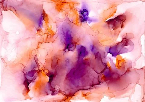 Bright abstract background of small fluffy burgundy, purple and orange clouds Stock Illustration