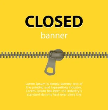 Bright abstract background. Text Closed banner on yellow backdro Stock Illustration