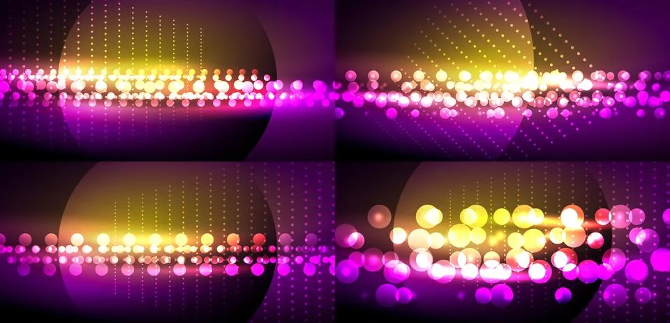 Bright abstract backgrounds. Glowing particles, vibrant colors, dynamic Stock Illustration