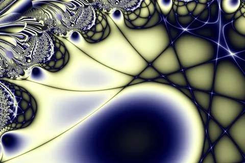 Bright abstract blue-yellow pattern from lines of weaves and flowers 스톡 일러스트