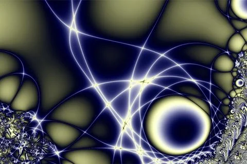 Bright abstract blue-yellow pattern from lines of weaves and flowers Illustrazione stock