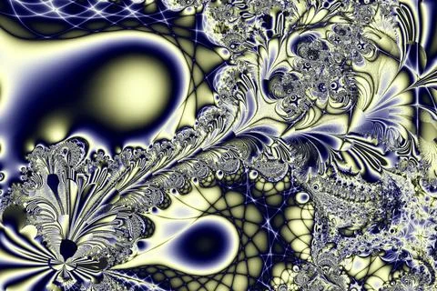 Bright abstract blue-yellow pattern from lines of weaves and flowers 스톡 일러스트