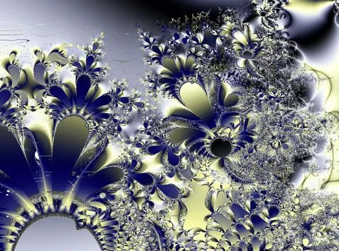 Bright abstract blue-yellow pattern from lines of weaves and flowers Illustrazione stock