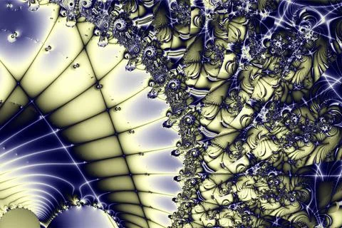 Bright abstract blue-yellow pattern from lines of weaves and flowers 스톡 일러스트