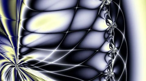 Bright abstract blue-yellow pattern from lines of weaves and flowers Stock Illustration