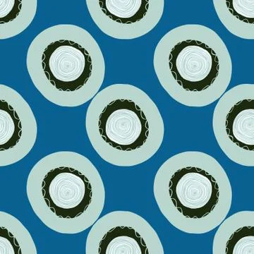 Bright abstract circle seamless pattern. Blue background. Light geometric orn Stock Illustration