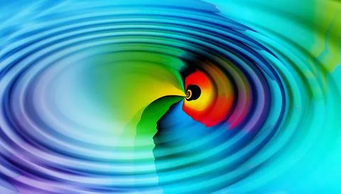 Bright abstract colorful background, circles from a drop on multicolor water イラスト素材