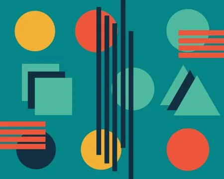 Bright abstract composition of colored geometrical figures Illustrazione stock