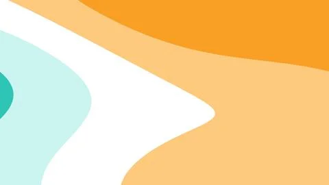 Bright abstract composition featuring flowing shapes in orange, peach and min Illustrazione stock
