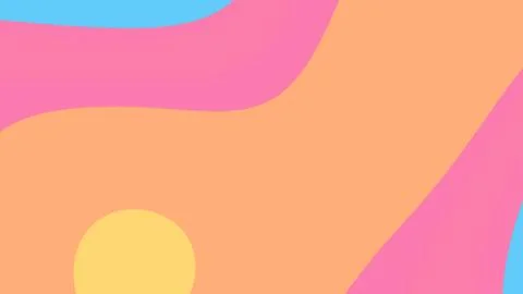 Bright abstract composition featuring large peach and pink shapes with blue a Иллюстрация