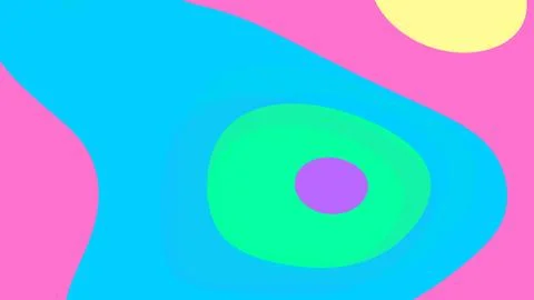 Bright abstract composition with flowing blue shape, green and purple inner o Illustrazione stock