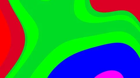 Bright abstract composition with flowing shapes in red, green, blue and pink  Stock-Illustration