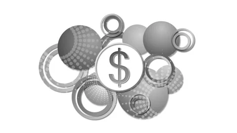 Bright abstract composition of overlapping circles with a central dollar sy.. Stock Footage 334760812