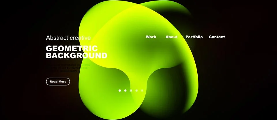 Bright abstract design features flowing green shapes. Minimalist website mock イラスト素材