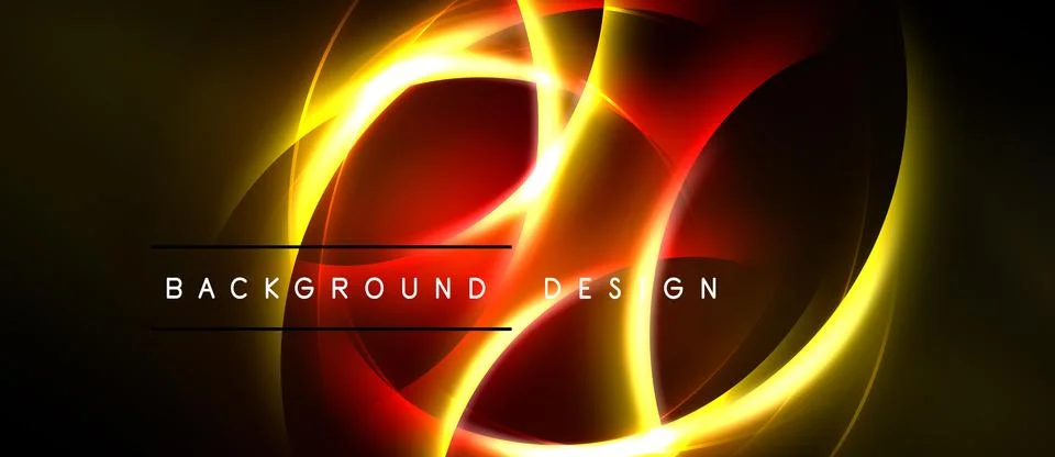 Bright abstract design features glowing curves, warm colors. Background is .. Stockillustratie