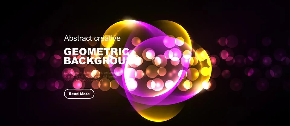Bright abstract design features overlapping circles, vibrant colors, dark Stock Illustration