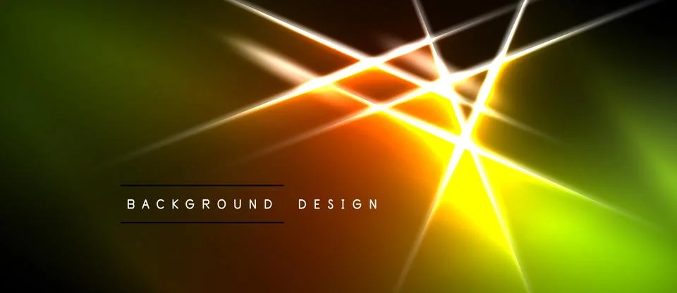 Bright abstract design features vibrant yellow, orange, green gradients. Line Stock Illustration