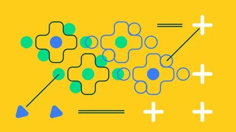 Bright Abstract Design with Plus Dots on Yellow Stock Illustration