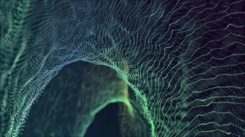 Bright abstract elegant dancing particle motion background loop green blue Stock Footage 64109955