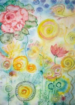 Bright abstract flowers. Stockillustratie