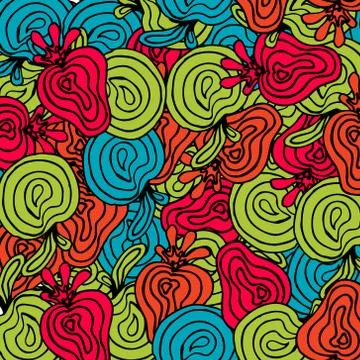 Bright abstract fruits pattern Stock Illustration