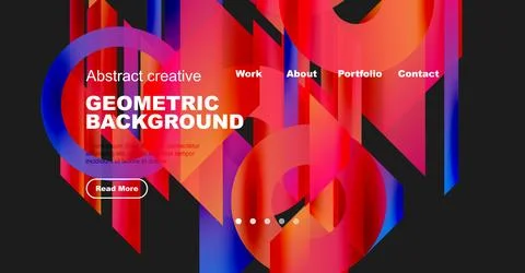 Bright abstract geometric background. Website header design features vibrant Illustrazione stock