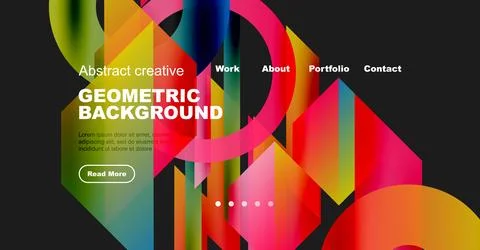 Bright abstract geometric background. Website header design features colorful Stock Illustration