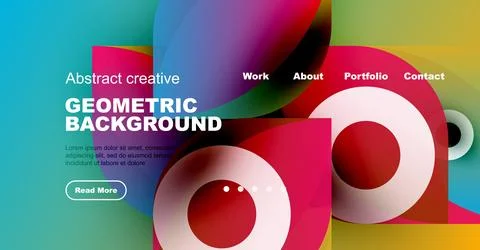 Bright abstract geometric background. Website header design features colorful Illustrazione stock