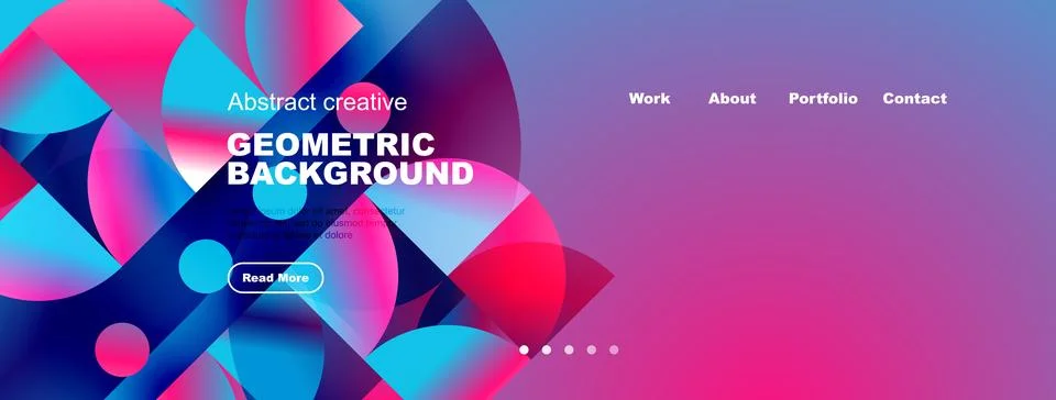 Bright abstract geometric background. Website header design features vibrant 스톡 일러스트