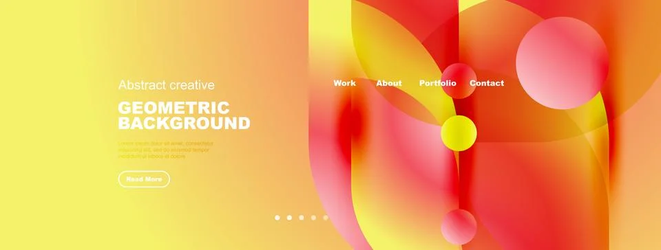 Bright abstract geometric background. Website header design with navigation.. Stock Illustration