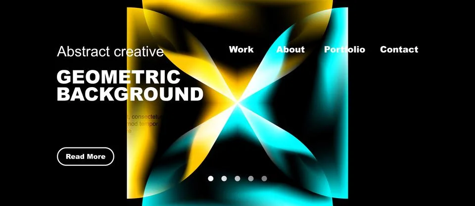 Bright abstract geometric background. Website mockup with navigation elements Stock Illustration