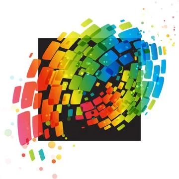 Bright abstract geometric composition on a black background Stock Illustration