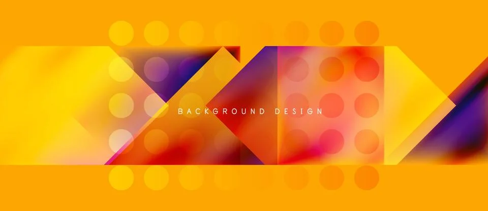 Bright abstract geometric pattern. Yellow, orange, purple shapes overlap Stock Illustration