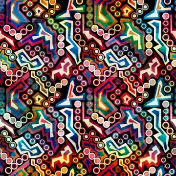 Bright abstract geometric seamless pattern in graffiti style. Quality vector  Stock Illustration