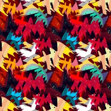 Bright abstract geometric seamless pattern in graffiti style. Quality vector  Stock Illustration