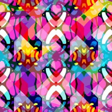 Bright abstract geometric seamless pattern in graffiti style. Quality vector  Stock Illustration