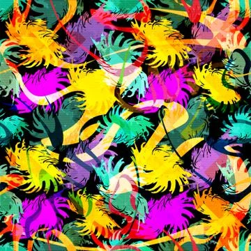 Bright abstract geometric seamless pattern in graffiti style. Quality vector  Stock Illustration