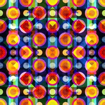 Bright abstract geometric seamless pattern in graffiti style. Quality vector  Stock Illustration