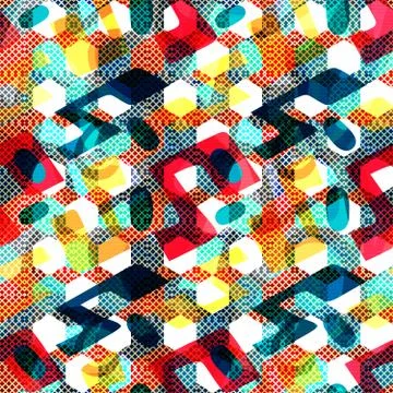 Bright abstract geometric seamless pattern in graffiti style. Quality vector  Stock Illustration